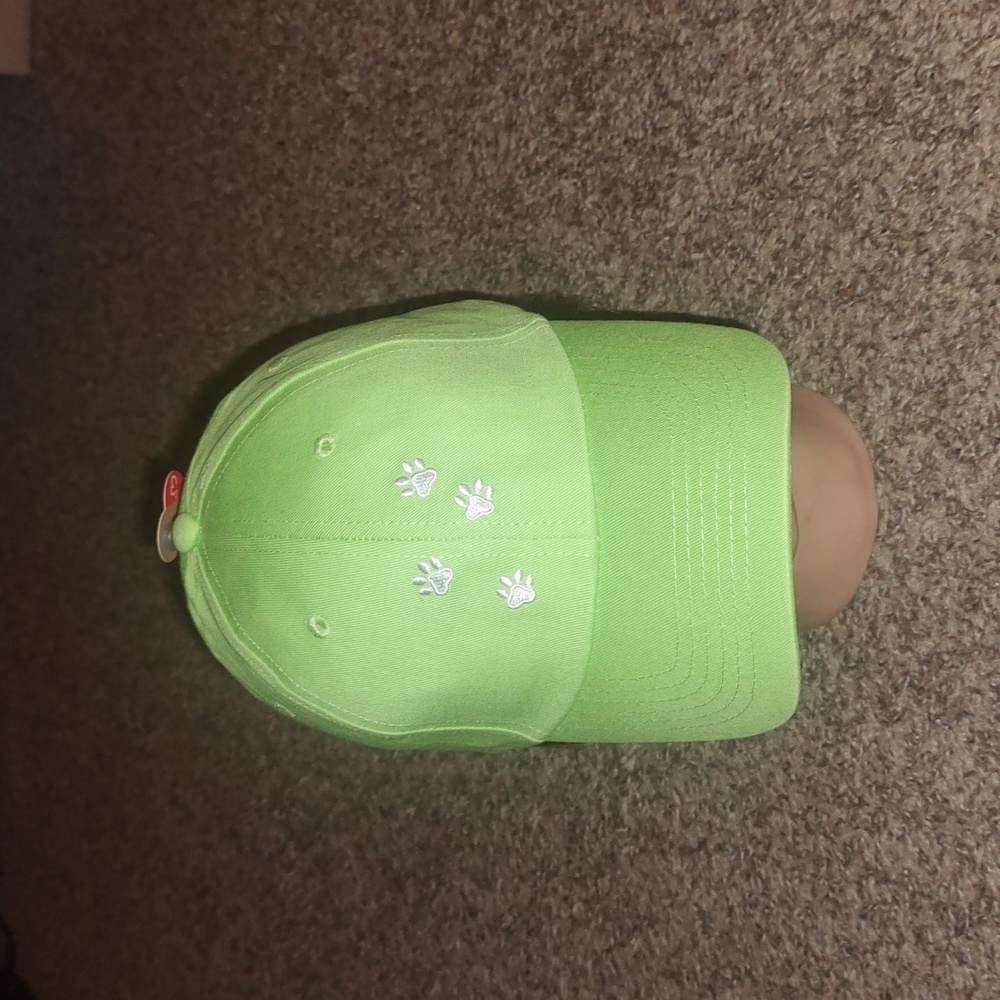 Pet Parent Baseball Lime Green Embroidered Dog Paws Strap-on Hat OSFM NWT